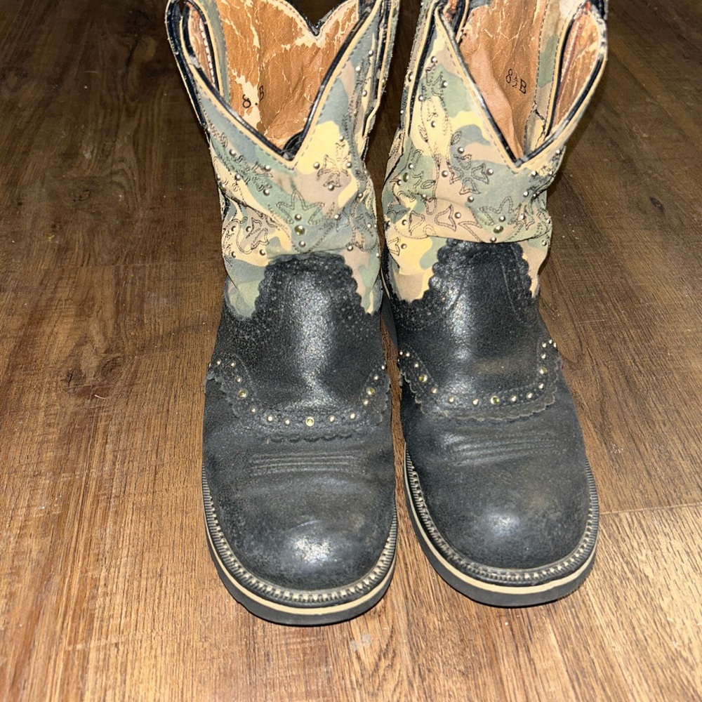 Ariat Black and Camouflage Combat Boots